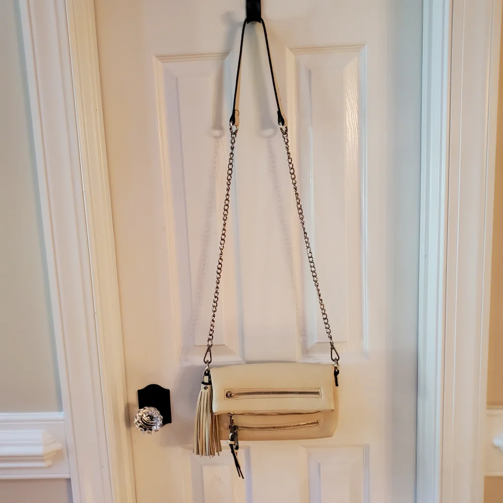 Black Rivet - Cream - Crossbody Bag with Silver Accents - Boho